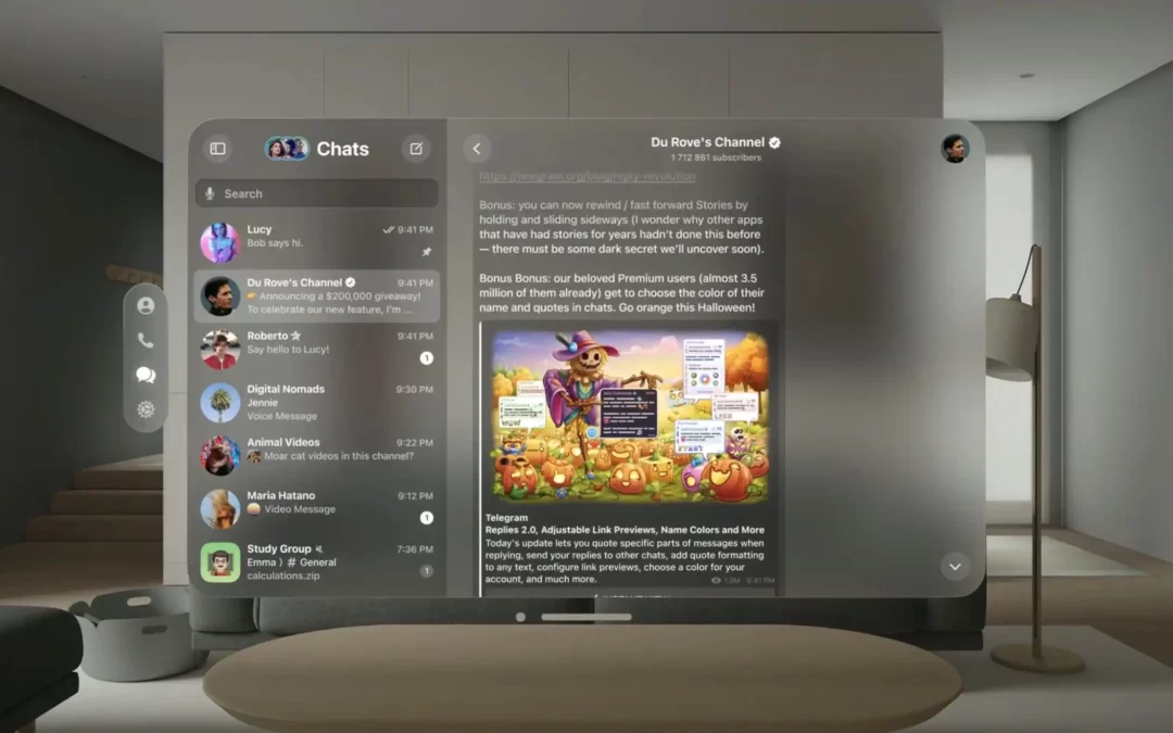 Telegram se adelanta y muestra su app para las Visión Pro de Apple